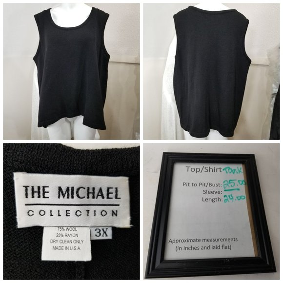 Michael Collection Jacket Skirt Top Tank 3 PC Plus 3X Black Brown Business Dress - Picture 4 of 9